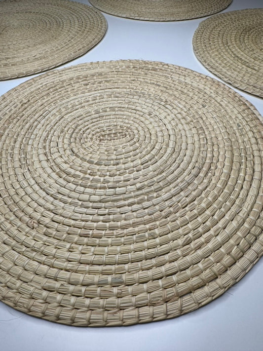 ROUND TOQUILLA NATURAL STRAW PLACEMENT (SET x 4)
