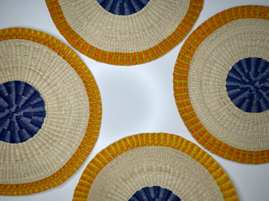 ROUND COLORFUL TOQUILLA STRAW PLACEMENT (SET x 4)