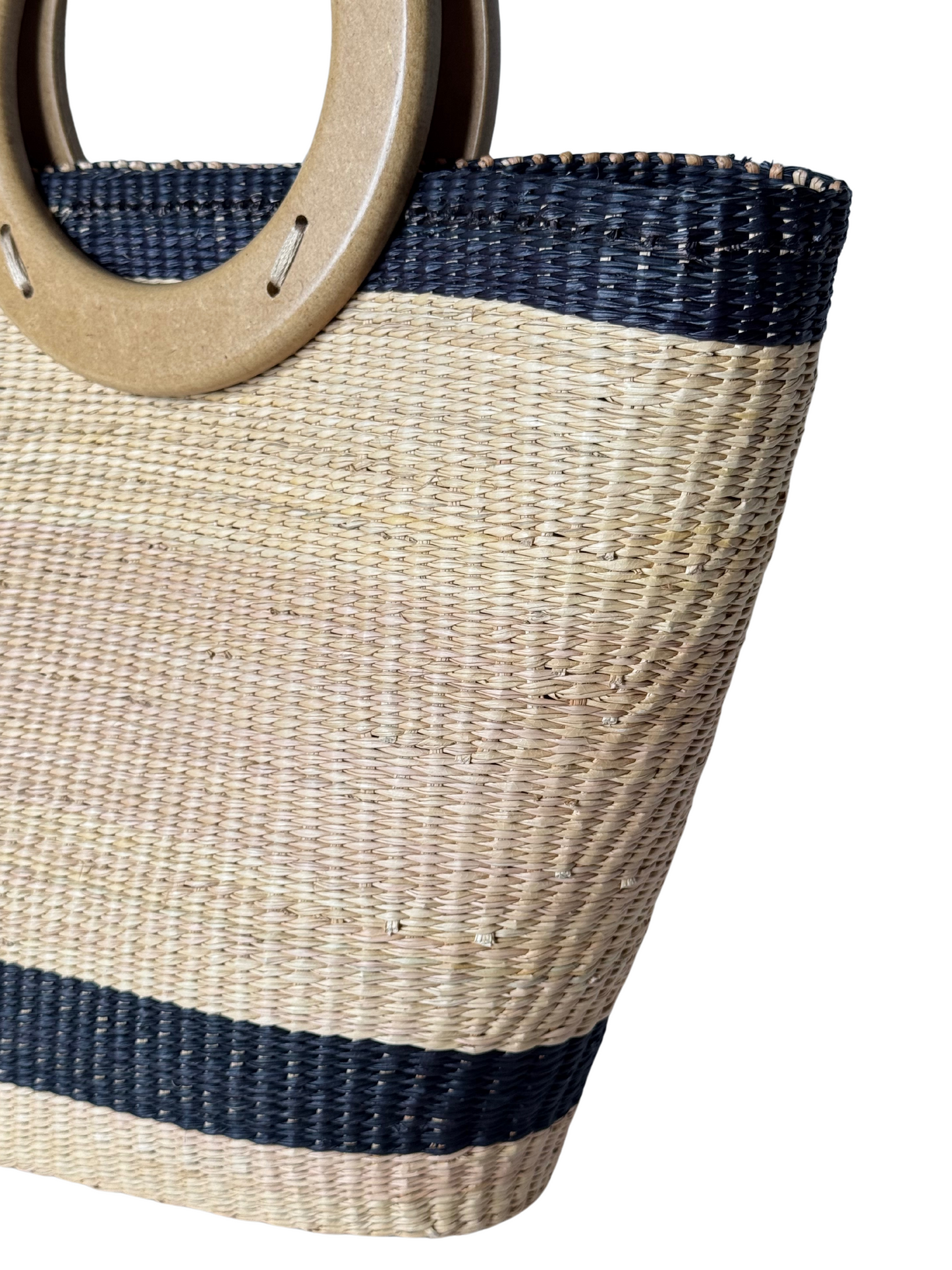 TOQUILLA STRAW SHOPPER BAG + WOODEN HANDLE