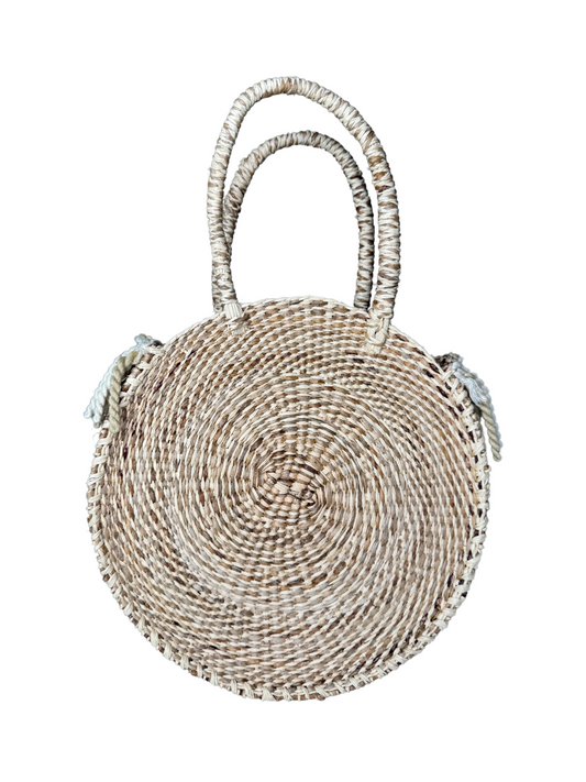 ROUND TOQUILLA STRAW BOHO CHIC BAG