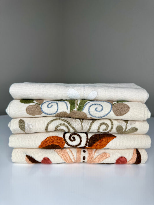 HAND EMBROIDERED LINEN TOWELS