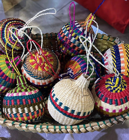 TOQUILLA STRAW XMAS ORNAMENTS - PCK 6