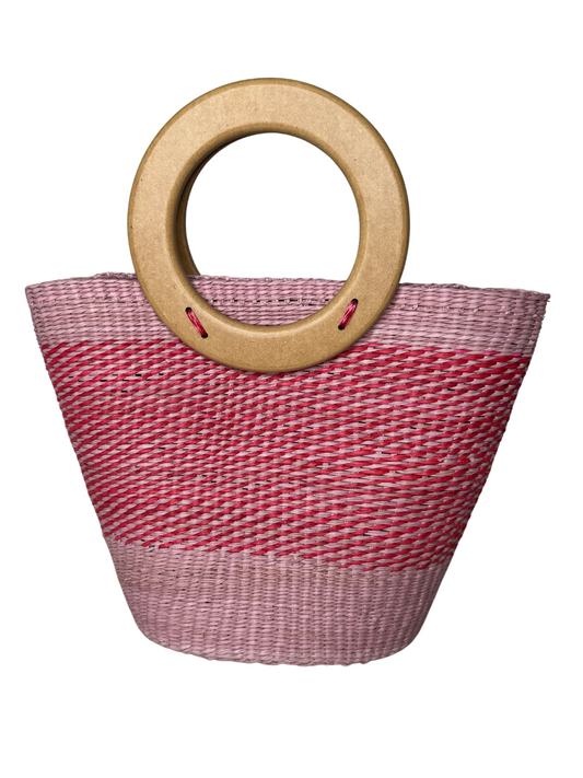 TOQUILLA STRAW SHOPPER BAG + WOODEN HANDLE