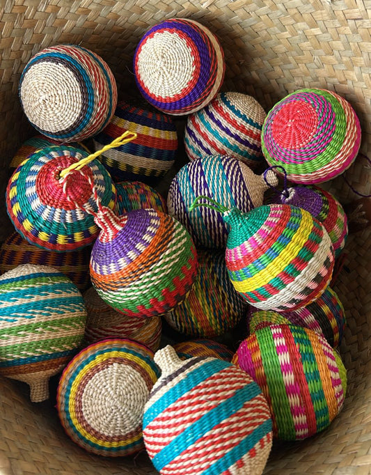 TOQUILLA STRAW XMAS ORNAMENTS - PCK 6